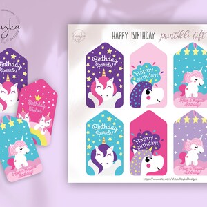 Printable Happy Birthday Unicorn gift tag | Instant Download | Happy Birthday Mix gift tag | Etiquetas Feliz CUMPLEAÑOS Unicornio