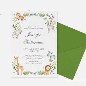 Jungle Animals Baby Shower Invitation | Custom Invitation | Jungle Invitation | Baby Shower Party Invite | Invitacion Animals de la Selva