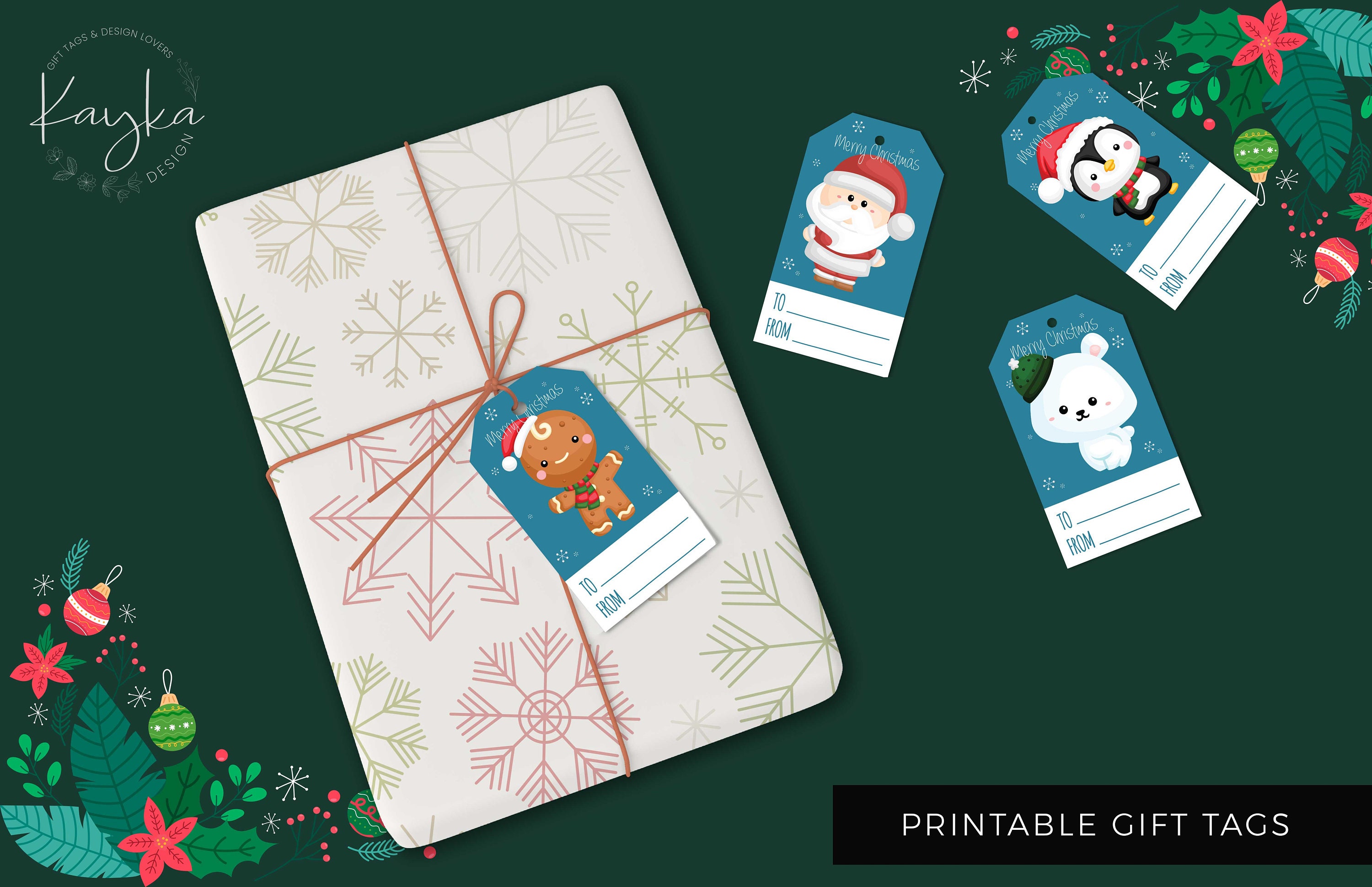 Printable Christmas gift tags Merry Christmas to / from gift | Etsy