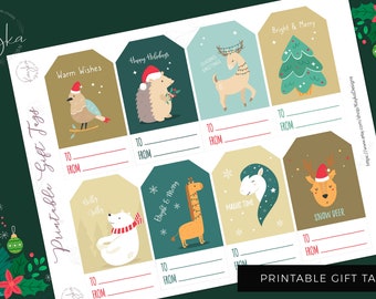 Printable Cute Animals MIX Happy Birthday Gift Tags Party - Etsy