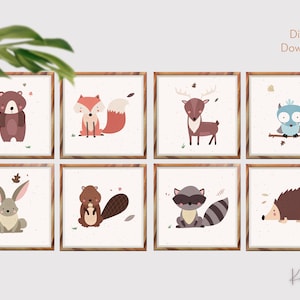 Nursery Animals Prints | Forest Animals Set 8 | Nursery Decor | Cute Animals | Kids Room Printable Art | Digital Download | 8 x 8