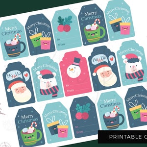 Printable Christmas Mini gift tags | Merry Christmas mini tags digital | Instant Download | to - from tags | Christmas mini labels