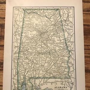 Alabama - 1927 der literarischen Digest Atlas der Welt & Gazetteer - Vintage