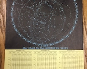 Star Chart - Northern Skies - 1959 Space Age World Atlas - Antique Rand McNally - Large