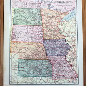 Zentrale Staaten oder New England Staaten (Einschub mit Boston & Nähe Karte) - 1901 natürliche fortgeschrittene Geographie - Atlas