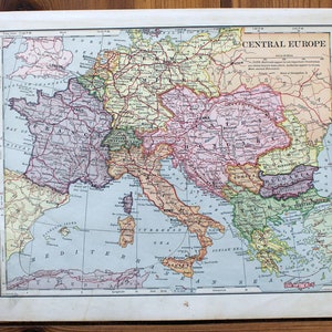 Centeral Europe ou les îles britanniques (encarts de Londres, Dublin et Edimbourg) carte - géographie avancée naturelle de 1901 - Atlas