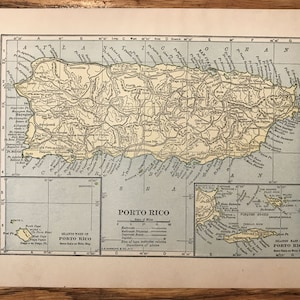 Porto Rico Karte oder Alaska Karte - 1927 der literarischen Digest Atlas der Welt & Gazetteer - Vintage