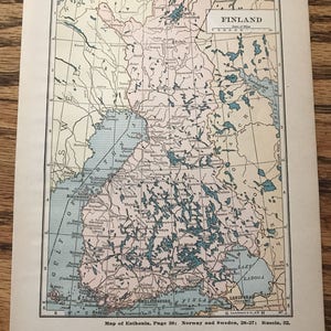 Finnland Karte oder das Baltikum - Estland, Lettland und Litauen-1927 der literarischen Digest Atlas der Welt & Gazetteer - Vintage