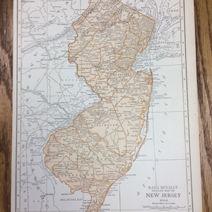 New Jersey ou la Pennsylvanie grande carte - 1925 l’Atlas Colombie - Antique Rand McNally