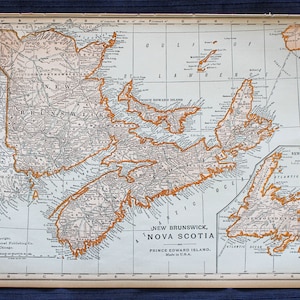 New Brunswick, Nova Scotia und Prince Edward Island Karte/große Karte/1941 neue internationale Atlas der Welt/Vintage/Kanada Sesquicentennial