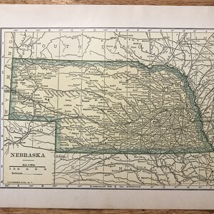 Nebraska ou carte Nevada - 1927 l’Atlas Literary Digest of the World & nomenclature - Vintage