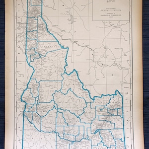 Karte von Idaho oder Illinois Karte - große Karte - 1941 neue internationale Atlas of the World - Vintage