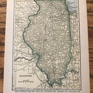 Illinois kaart of Indiana kaart - 1927 de literaire Digest-Atlas van de wereld & Gazetteer - Vintage