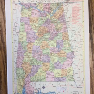 Alabama oder Arizona große Karte - 1955 Hammond neue oberste Weltatlas - Vintage