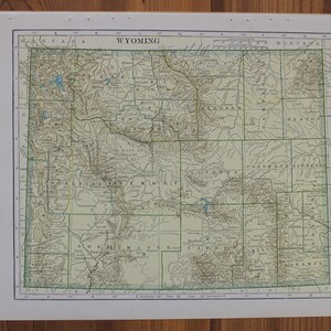 Wyoming ou Dominion du Canada grande carte, 1943 Columbia Standard illustré World Atlas, carte ancienne, carte Vintage, cartographie, éphémères