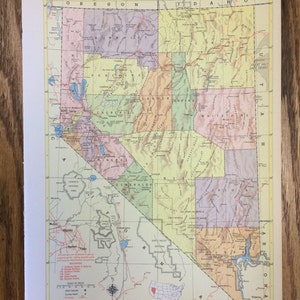 Nevada oder New Hampshire große Karte - 1955 Hammond neue oberste Weltatlas - Vintage