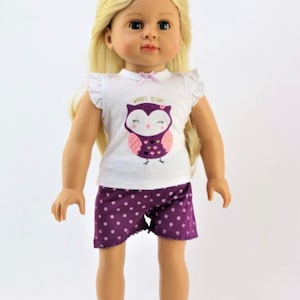 18 inch doll clothes/Owl Pajama set/for American Girl /My Life/Our Generation/pajamas