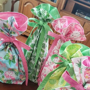 Fabric Gift Bags, Eco-Friendly Gift Bags, Reusable Gift Bags, Pretty Gift Bags, Summer Gift Bags, Flamingo Gift Bags