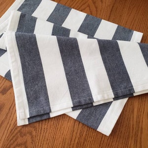 White and Blue Stripe Table Runner, Farmhouse Table Runner, Casual Table Runner, Sack Fabric Table Runner, Rustic Table Runner
