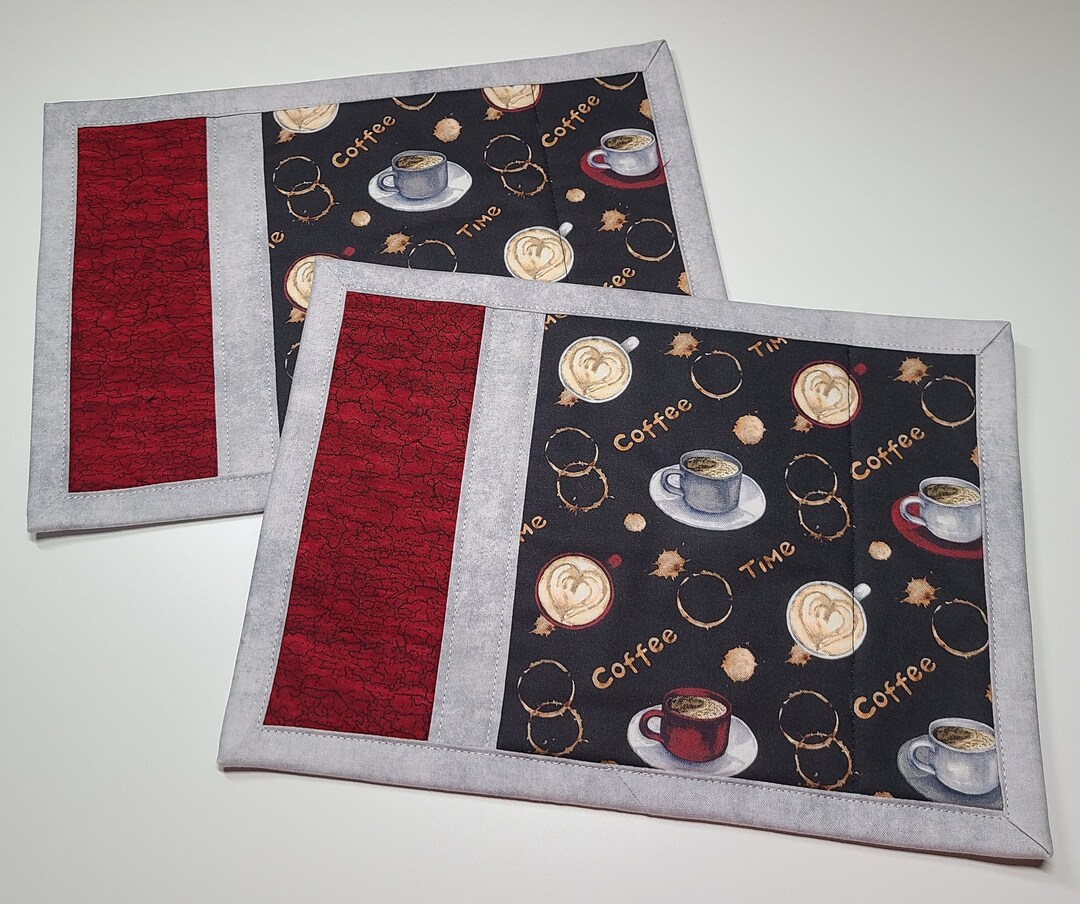 Snacks Rug Mug Rug, Snack Mat, Desk Mat, Counter Mat, Cotton Rug Mug, Coffee Print ...