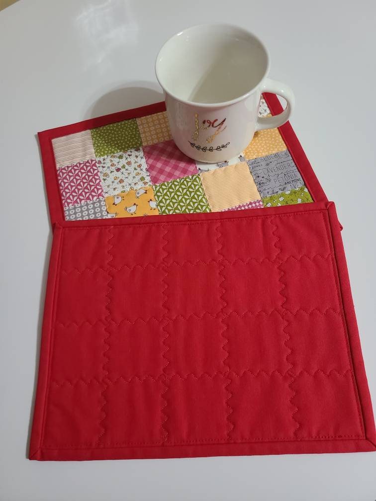 Snacks Rug Mug Rug, Snack Mat, Chicken and Floral Print Rug Mug, Desk Mat, Counter ...