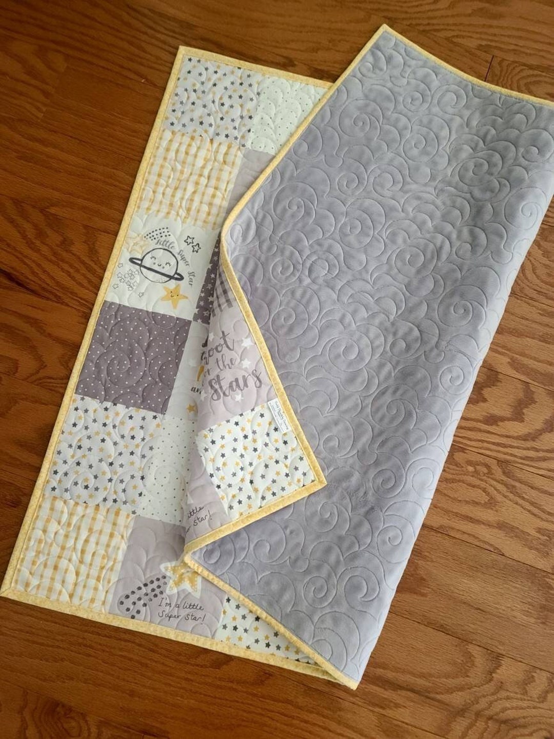 Gray and Yellow Baby Quilt Cuddly Quilt Baby Shower Gift Etsy