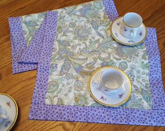 Chemin de table, chemin de coton, chemin de table violet et floral, chemin de table de 39 x 14,25 pouces