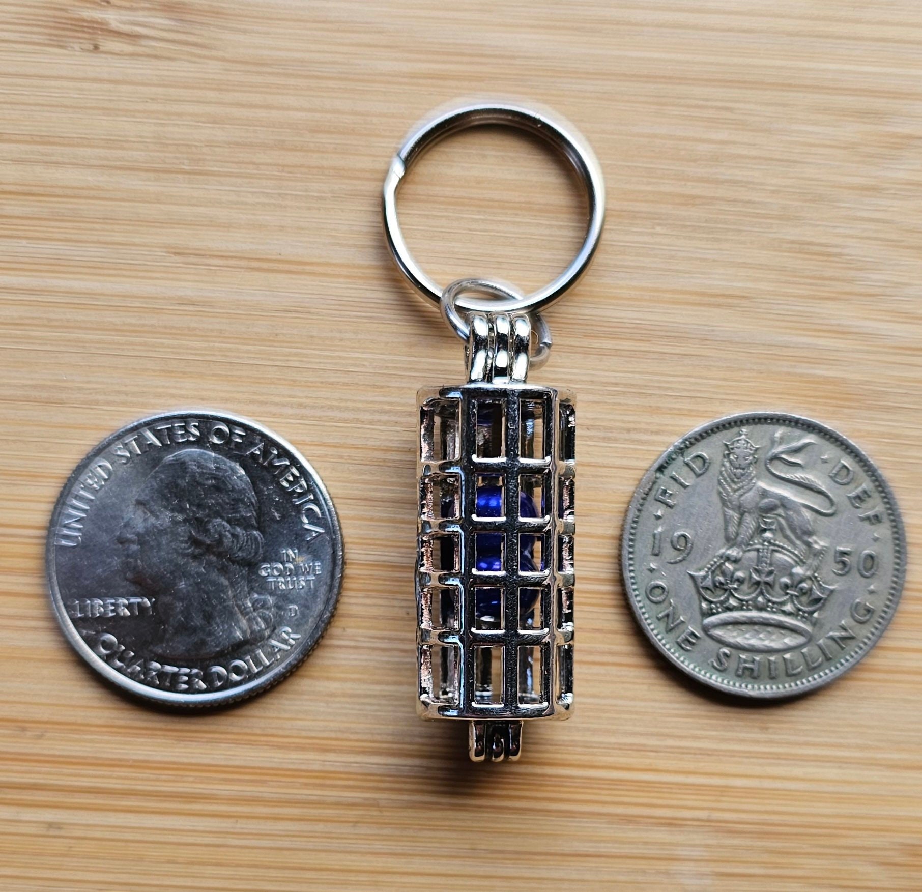 Caged Blue Balls Necklace: Keychain, Anklet & Keyring Set - Etsy
