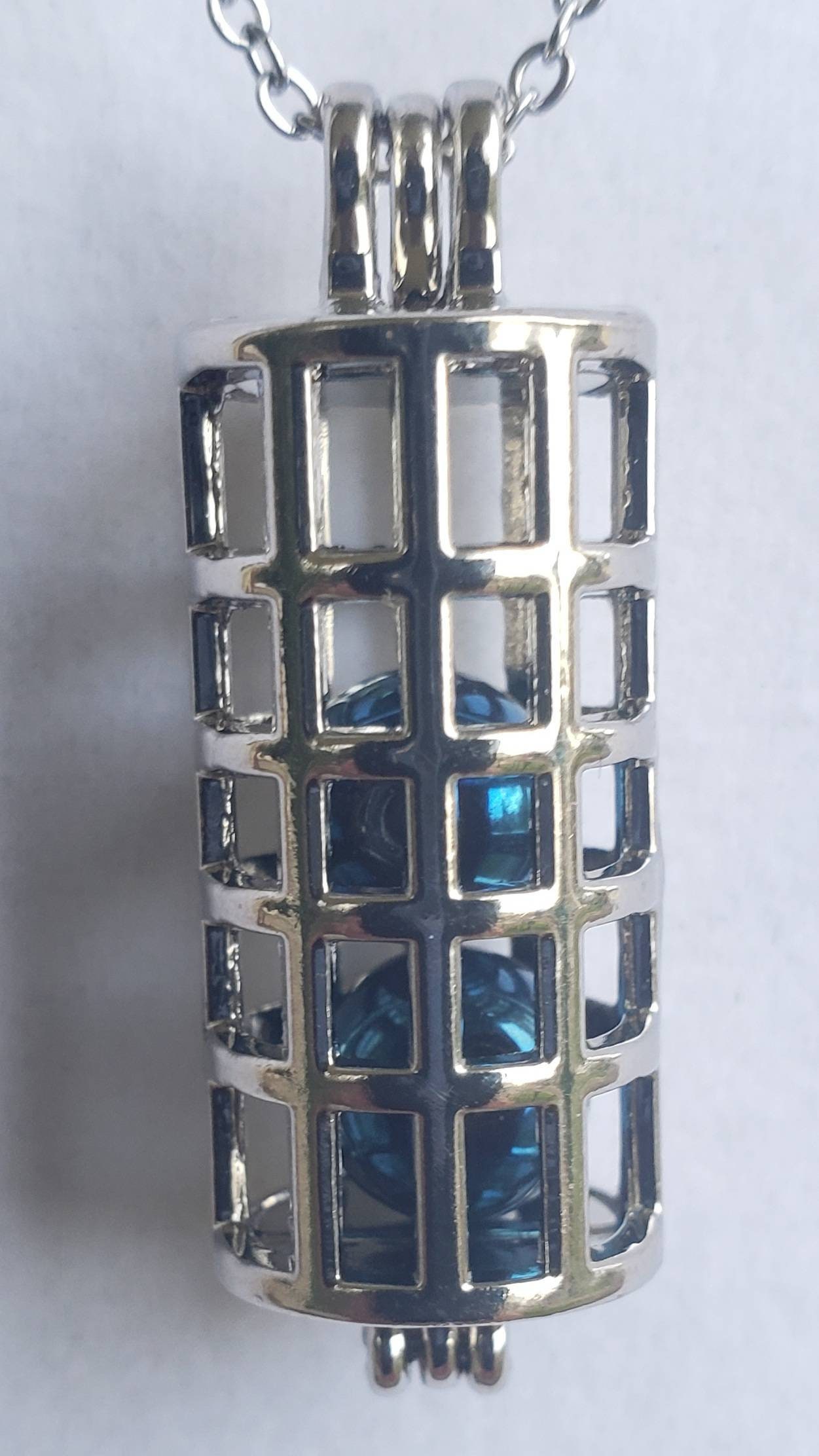 N38 Caged BLUE BALLS Necklace. Rearview Mirror Dangler Chastity Hotwife ...
