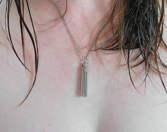 N055B- The Secret  Chastity Key Necklace  This is a working Chastity Key Hidden in a SS Cylinder Hotwife, Hot Wife, Cuckold