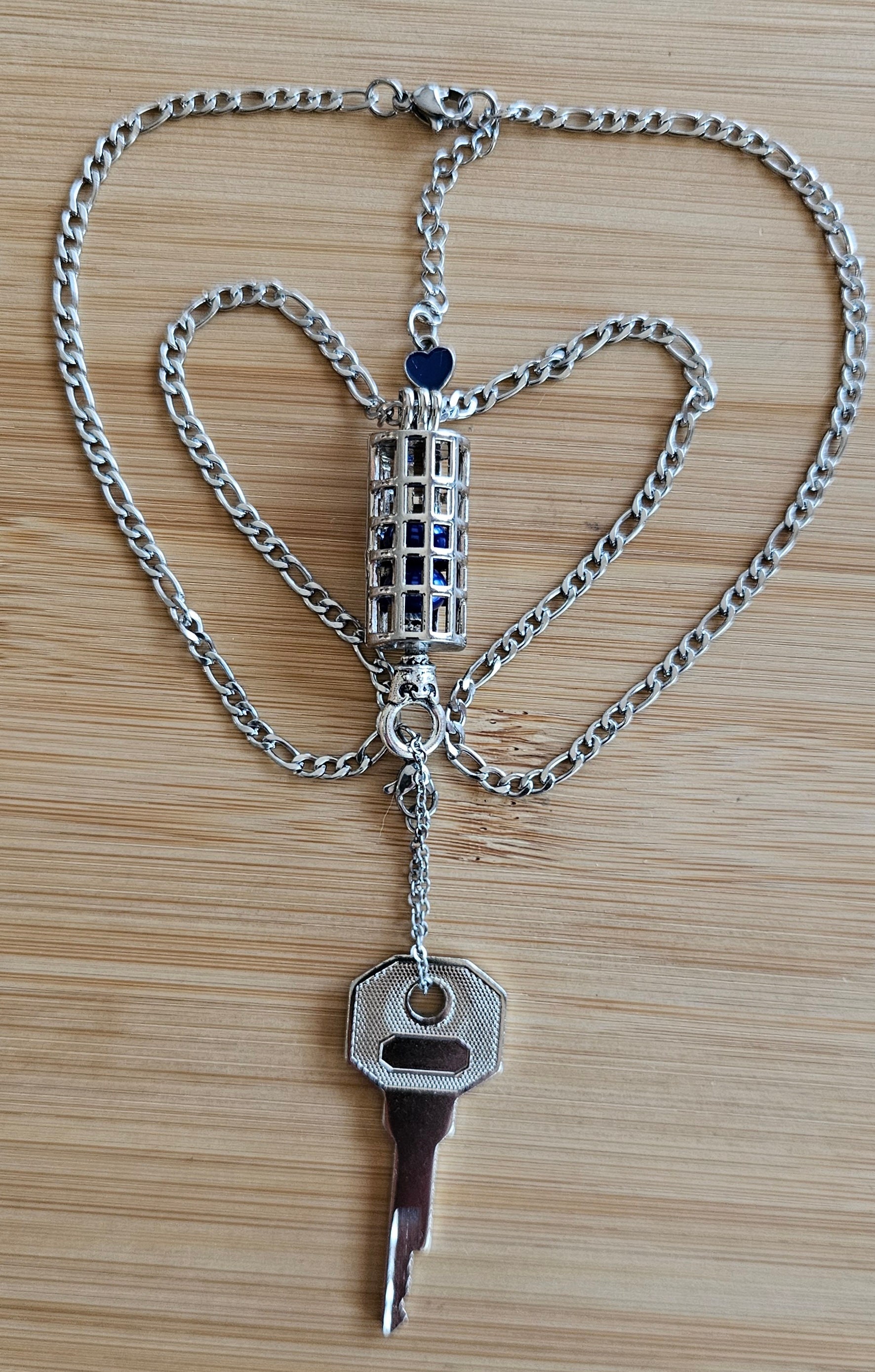 Caged Blue Balls Necklace: Keychain, Anklet & Keyring Set - Etsy
