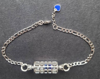 B03 Caged BLUE BALLS Bracelet or Anklet, Keychain. Chastity, Hotwife. Cuckold, FLR, Femdom, Hot Wife