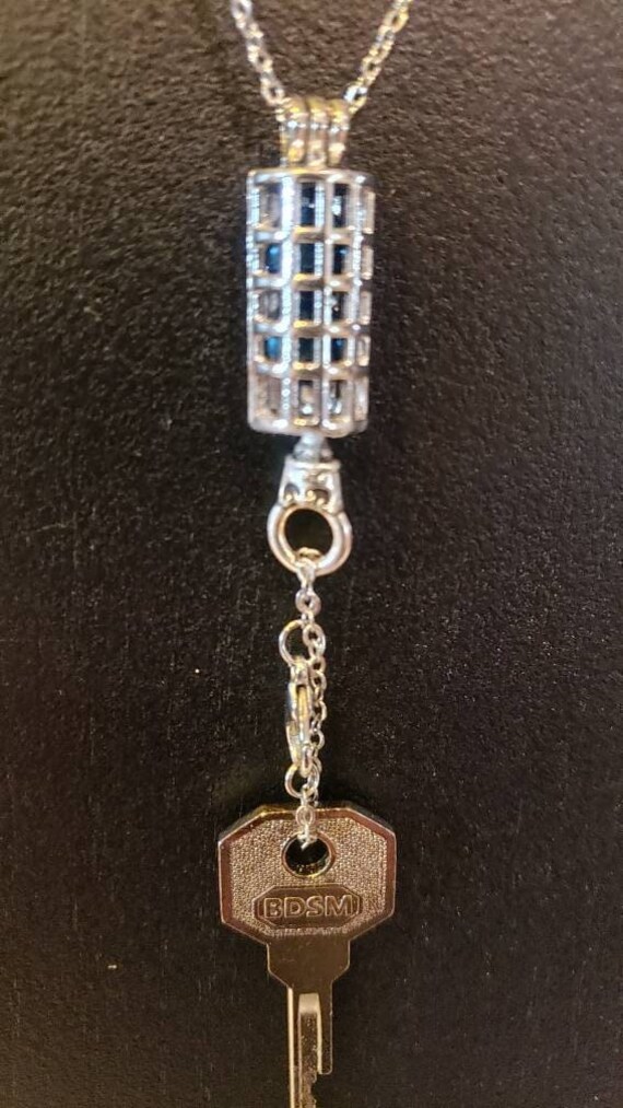 N42 Caged BLUE BALLS Necklace With Keychain. Chastity Hotwife. Etsy