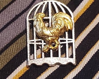 T01 Caged Cock Tie Tac, Lapel Pin,Scarf Pin,                 Chastity, HotWife,Hot Wife FemDom,Cuckold,Mistress, Key holder, Keyholder