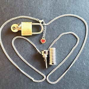 Triskelion Chastity Key Necklace - Gold & Steel