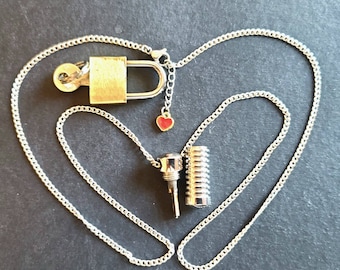 N055/Kn- The Knurled Secret Chastity Key Necklace  This is a working Chastity Key Hidden in a SS Cylinder Hotwife, Hot Wife, Cuckold