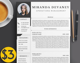 Professional 5 Page Resume Template / CV, 2 Cover Letters A4 & US Letter + References | The "Miranda" | Executive and Creative Modern Design