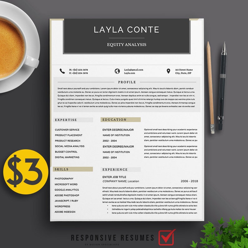 Professional 2 Page Resume Template / CV Cover Letter A4 US Etsy Professional 2 Page Resume Template / CV Cover Letter A4 US Etsy