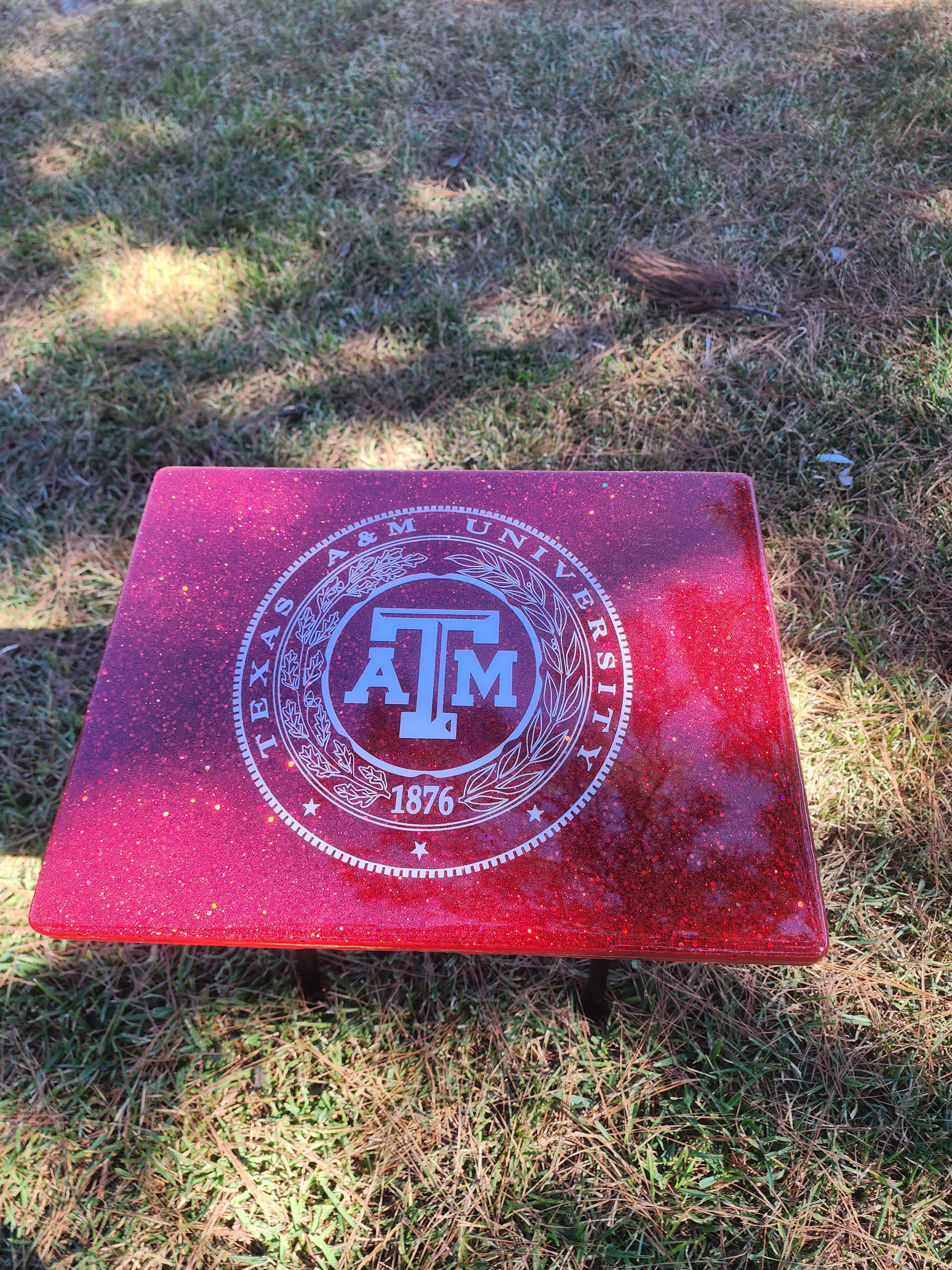 Custom college football TV Trays w/glitter