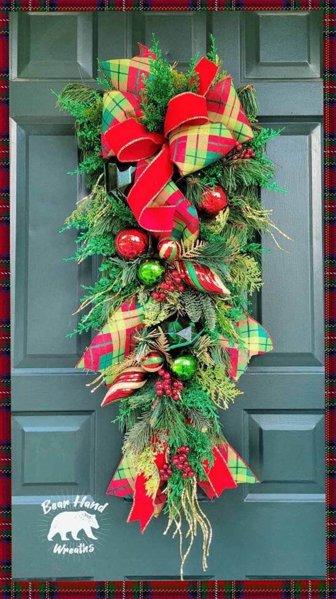 Christmas Swag for Front Door, Christmas Wreath With Jewels, Christmas