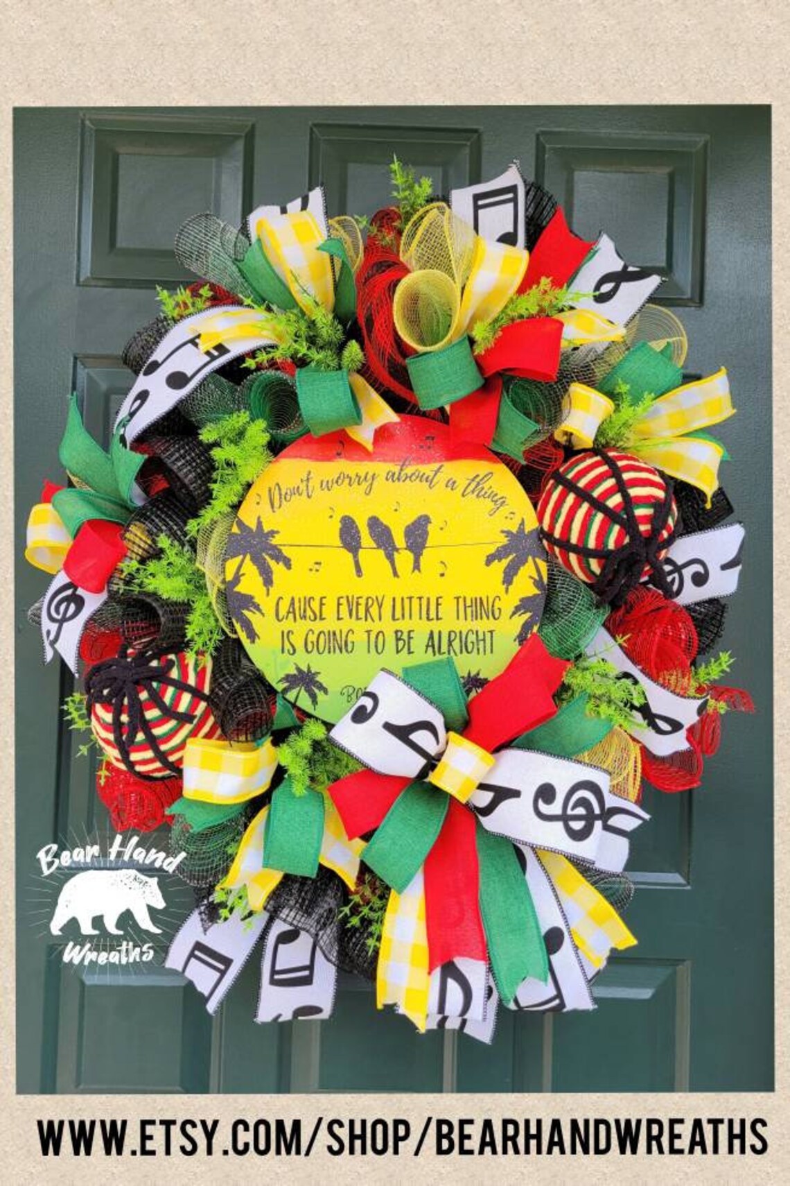 Rasta home decor Jamaican decor front door wreath reggae Etsy