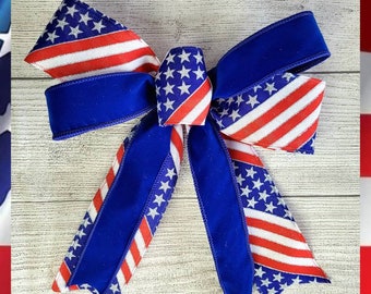 Patriotic lantern bow, summer lantern bow, summer candelabra bow, patriotic bows for wreath, July 4th door hanger bow, patriotic summer bows