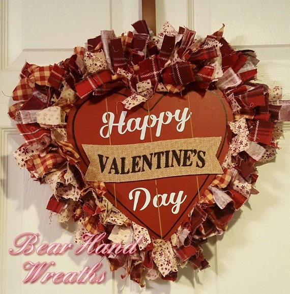 Valentine S Day Wreath Red Valentine Wreath Rag Wreath Etsy