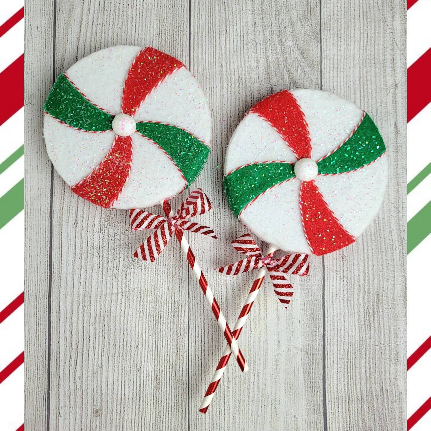 Peppermint Christmas Decor, Large Christmas Ornaments, Picks and