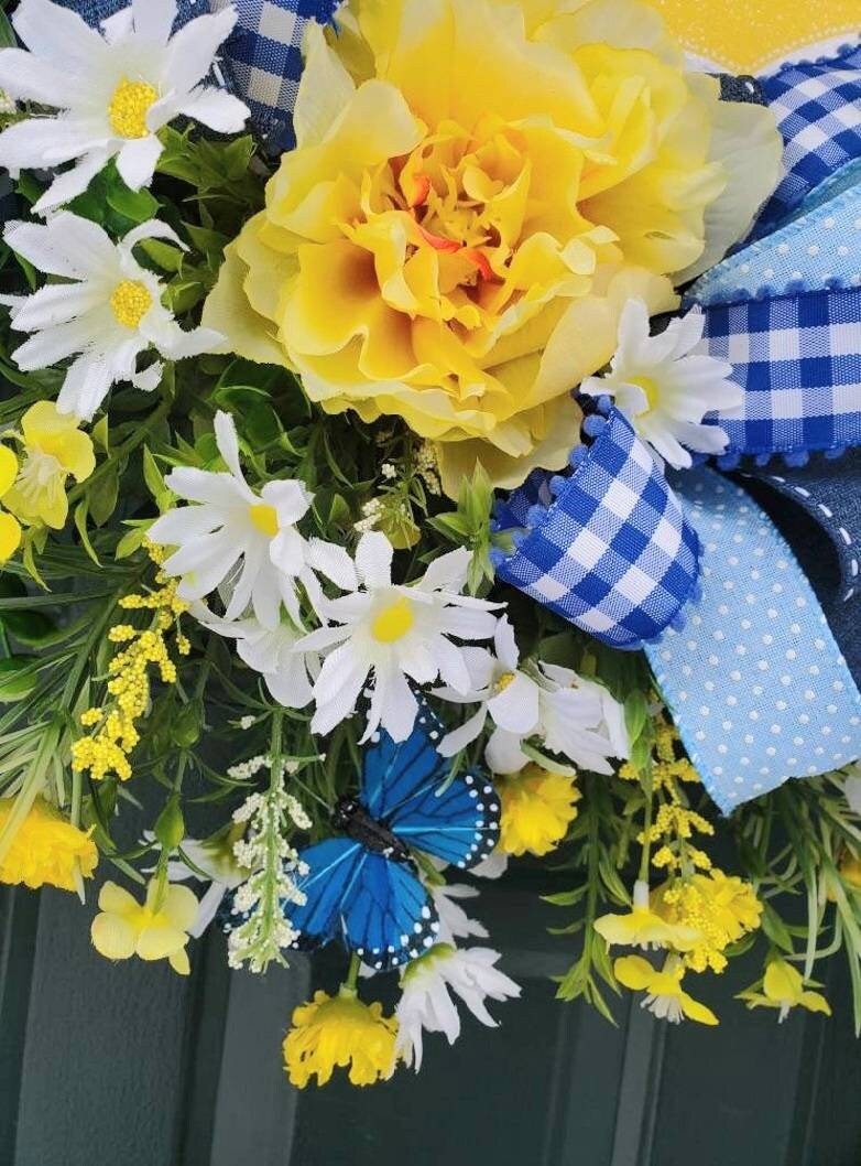 Summer Wreath for Front Door Summer Floral Wreath Summer Etsy