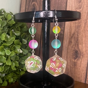 Dice Earrings | Dice Jewelry | Dnd Earrings | D20 Earrings | Nerd Jewelry | Dungeons and Dragons | Gamer Jewelry | D20 D12 Dice Earring