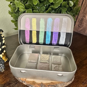 Handmade Watercolor Paint Tin | Fairy Paint | Shimmer Paint | Pearlescent Paint | Handmade Watercolors | Watercolor Half Pan | Lettering