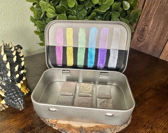 Handmade Watercolor Paint Tin | Fairy Paint | Shimmer Paint | Pearlescent Paint | Handmade Watercolors | Watercolor Half Pan | Lettering