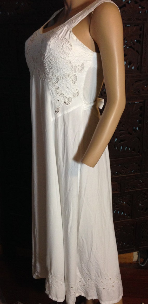 White cut out embroidered Midi Boho 90's Summer S… - image 7