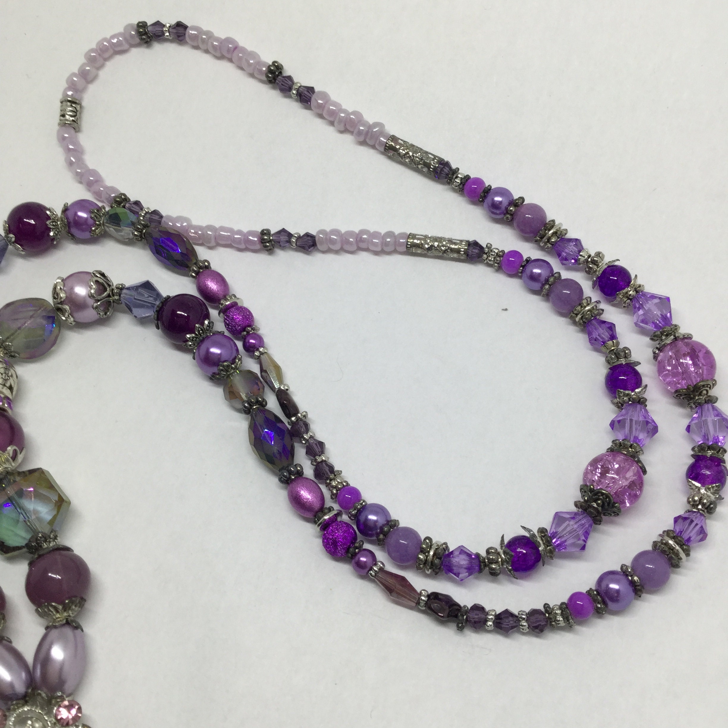 Handmade Purple Aqua Pear Crystals Beaded Lanyard for RN or - Etsy